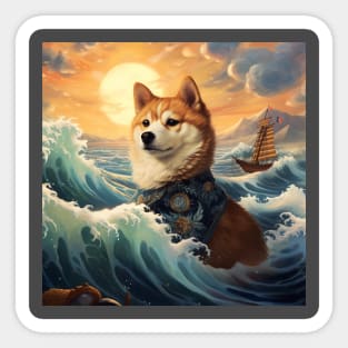 Shiba inu on the Sunset Sticker